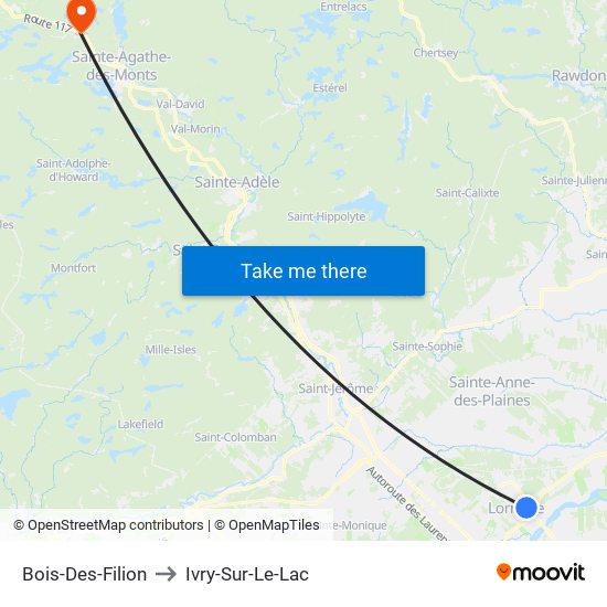 Bois-Des-Filion to Ivry-Sur-Le-Lac map