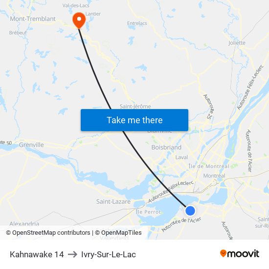 Kahnawake 14 to Ivry-Sur-Le-Lac map