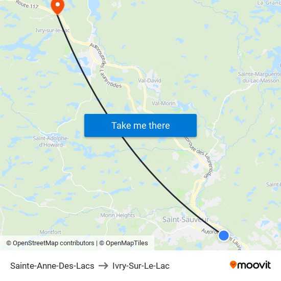 Sainte-Anne-Des-Lacs to Ivry-Sur-Le-Lac map