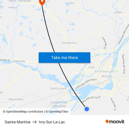 Sainte-Martine to Ivry-Sur-Le-Lac map