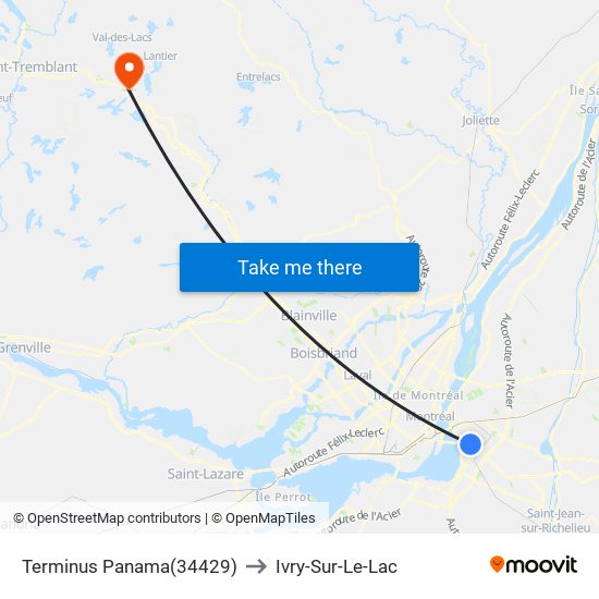 Terminus Panama to Ivry-Sur-Le-Lac map