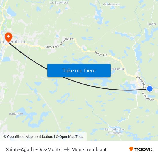 Sainte-Agathe-Des-Monts to Mont-Tremblant map