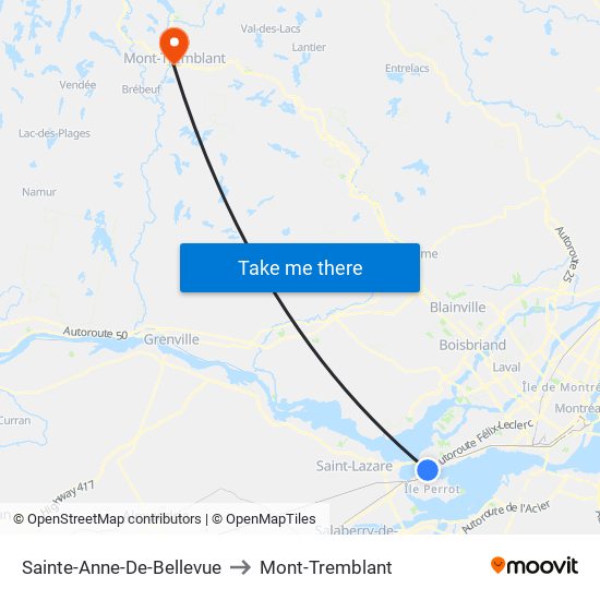 Sainte-Anne-De-Bellevue to Mont-Tremblant map