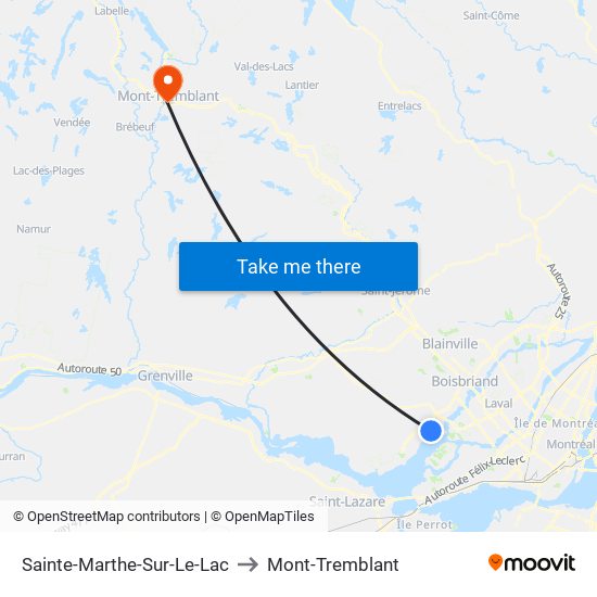 Sainte-Marthe-Sur-Le-Lac to Mont-Tremblant map