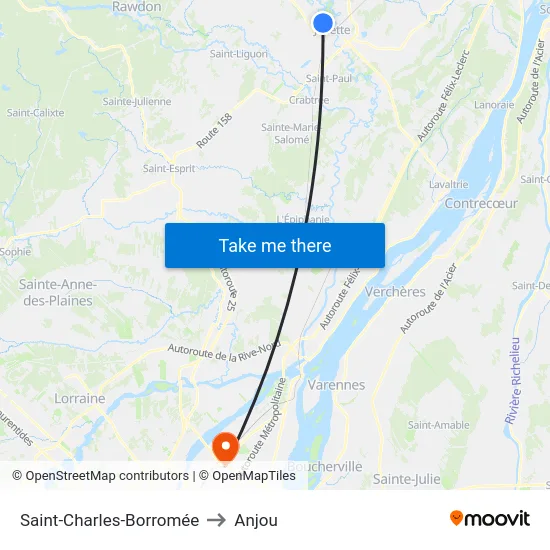 Saint-Charles-Borromée to Anjou map