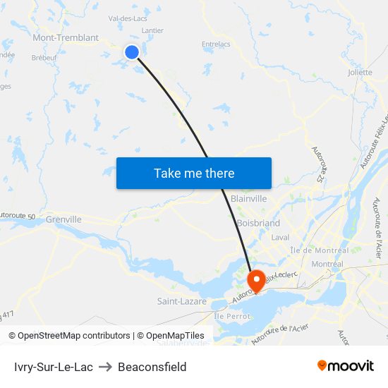 Ivry-Sur-Le-Lac to Beaconsfield map