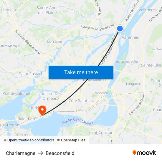 Charlemagne to Beaconsfield map