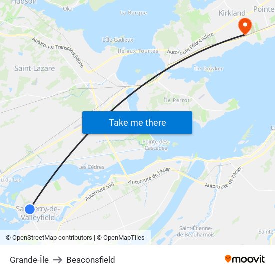 Grande-Île to Beaconsfield map