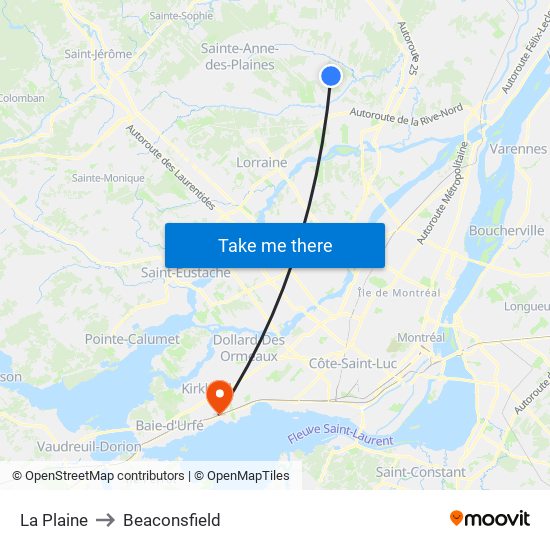 La Plaine to Beaconsfield map