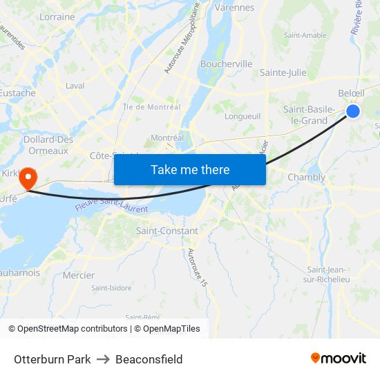 Otterburn Park to Beaconsfield map