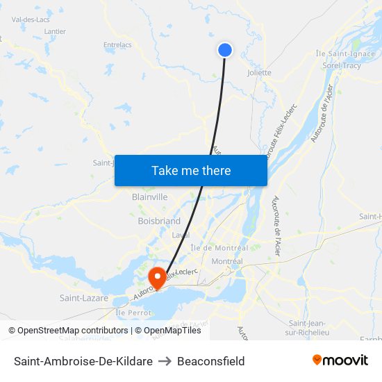 Saint-Ambroise-De-Kildare to Beaconsfield map