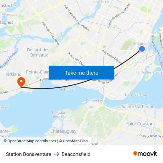 Station Bonaventure to Beaconsfield map