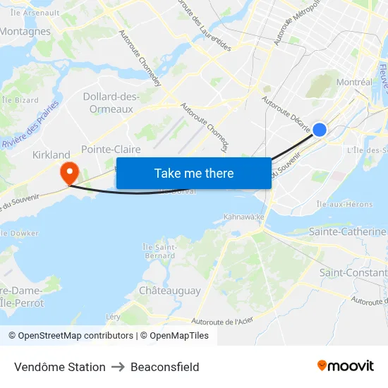 Vendôme Station to Beaconsfield map