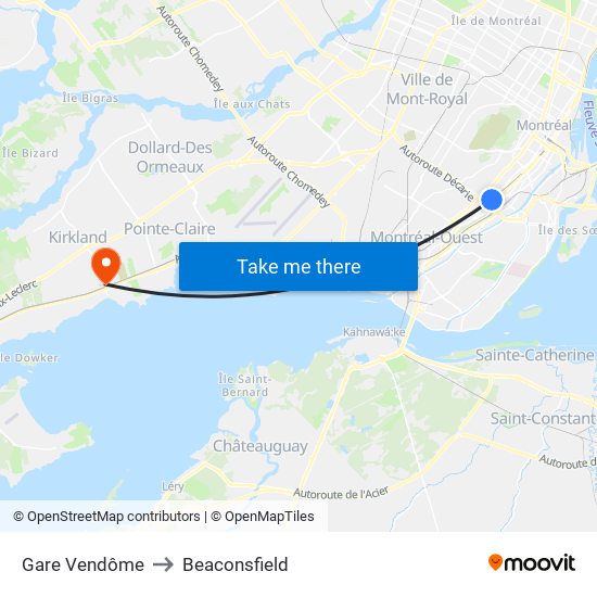 Gare Vendôme to Beaconsfield map