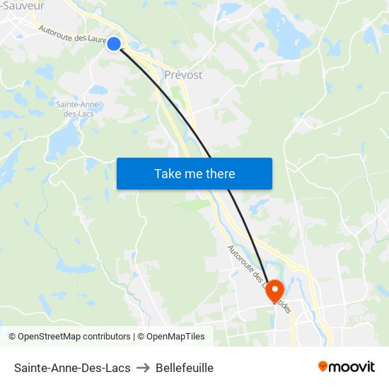 Sainte-Anne-Des-Lacs to Bellefeuille map