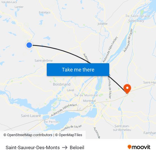 Saint-Sauveur-Des-Monts to Beloeil map