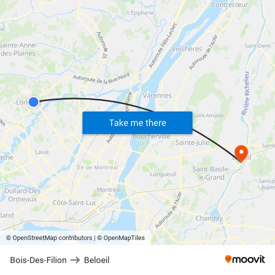 Bois-Des-Filion to Beloeil map