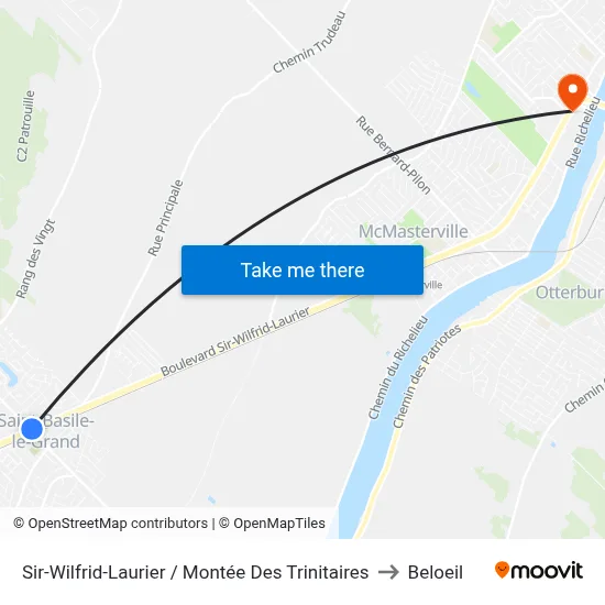 Sir-Wilfrid-Laurier / Montée Des Trinitaires to Beloeil map