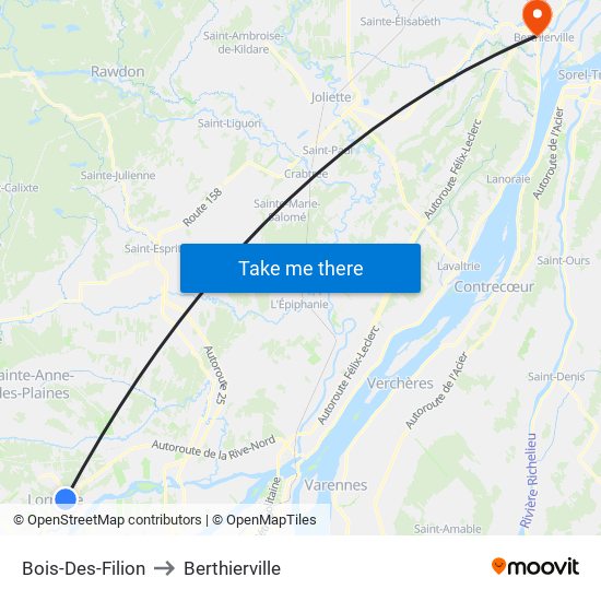 Bois-Des-Filion to Berthierville map