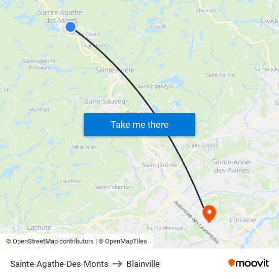 Sainte-Agathe-Des-Monts to Blainville map