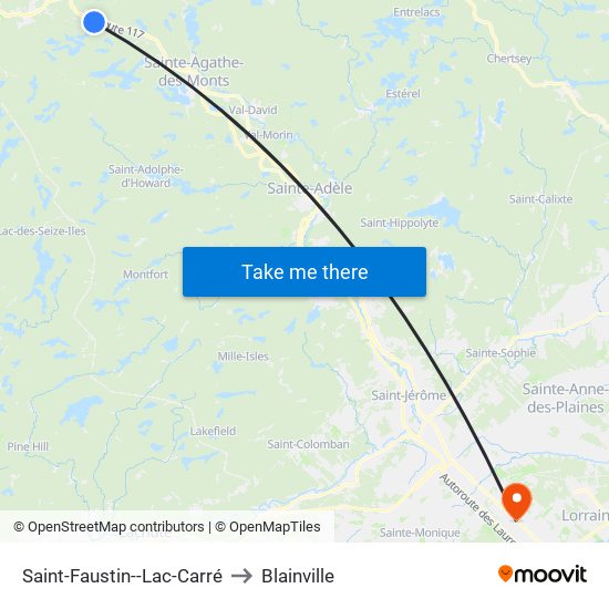 Saint-Faustin--Lac-Carré to Blainville map