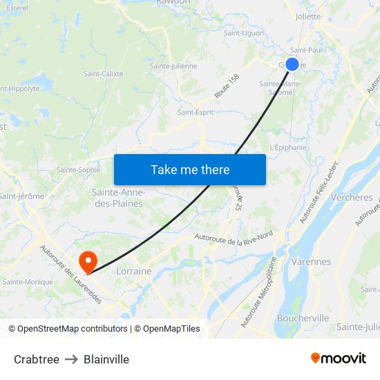 Crabtree to Blainville map