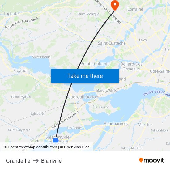 Grande-Île to Blainville map