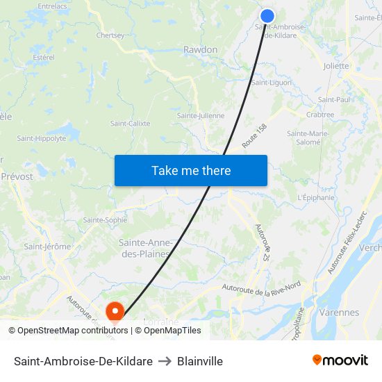 Saint-Ambroise-De-Kildare to Blainville map