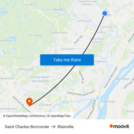 Saint-Charles-Borromée to Blainville map