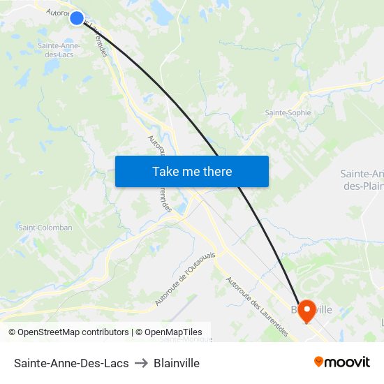 Sainte-Anne-Des-Lacs to Blainville map