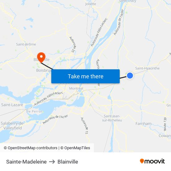 Sainte-Madeleine to Blainville map