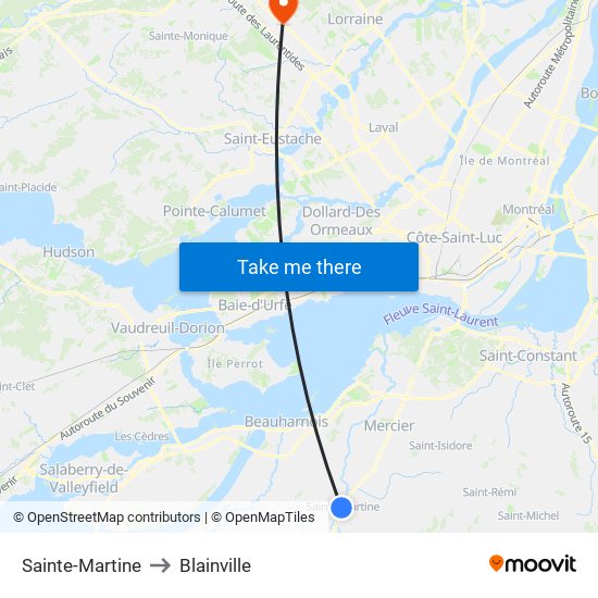 Sainte-Martine to Blainville map