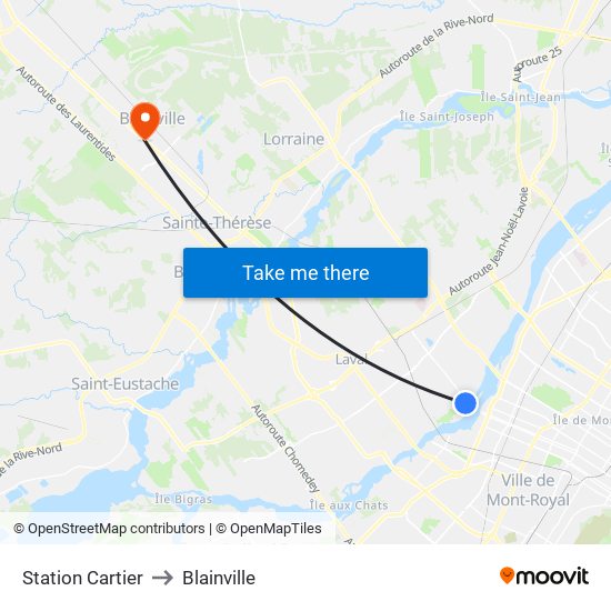 Station Cartier to Blainville map