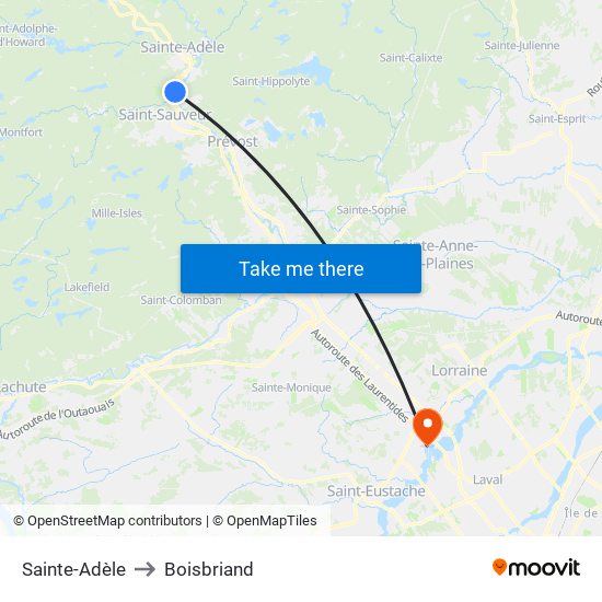 Sainte-Adèle to Boisbriand map