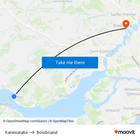 Kanesatake to Boisbriand map