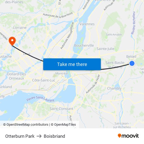 Otterburn Park to Boisbriand map