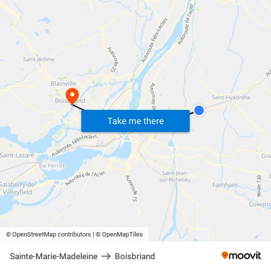 Sainte-Marie-Madeleine to Boisbriand map