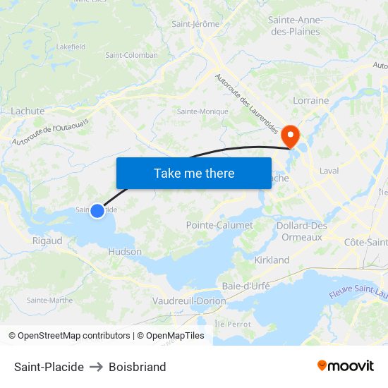 Saint-Placide to Boisbriand map