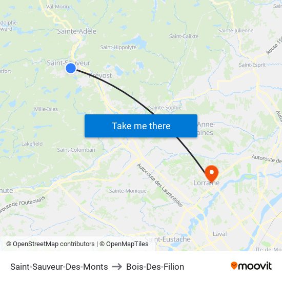 Saint-Sauveur-Des-Monts to Bois-Des-Filion map