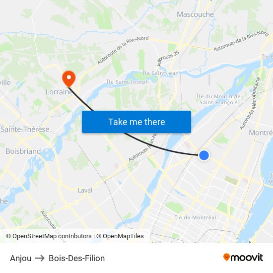 Anjou to Bois-Des-Filion map