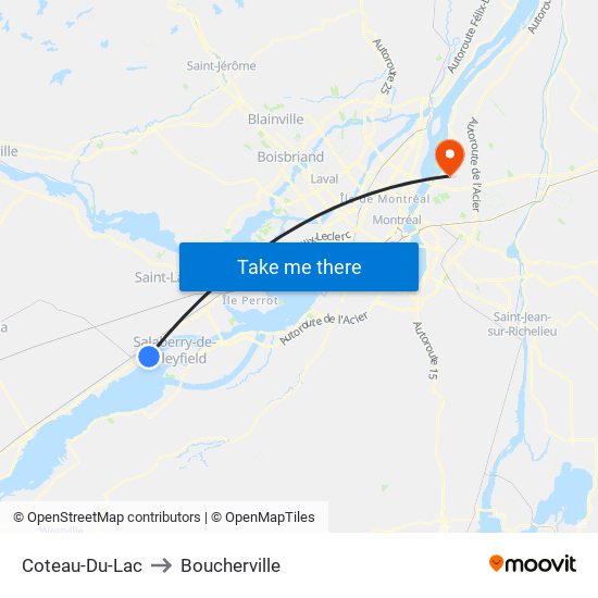 Coteau-Du-Lac to Boucherville map