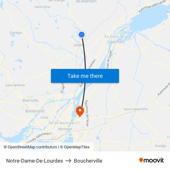 Notre-Dame-De-Lourdes to Boucherville map