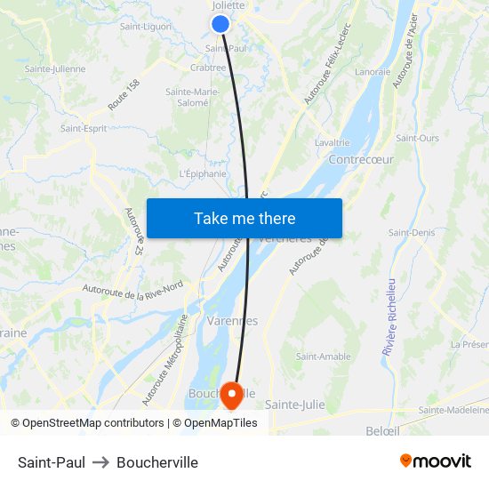 Saint-Paul to Boucherville map