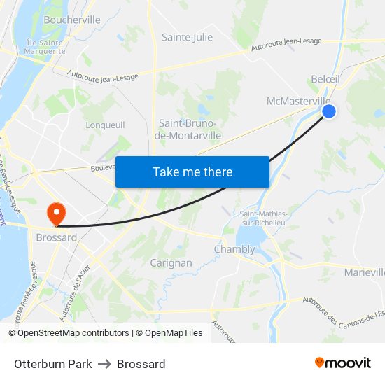 Otterburn Park to Brossard map