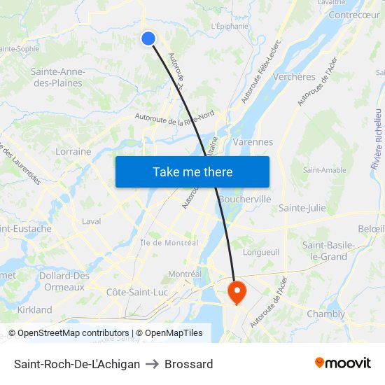 Saint-Roch-De-L'Achigan to Brossard map