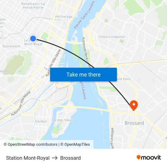 Station Mont-Royal to Brossard map