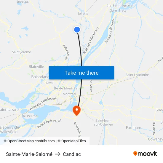 Sainte-Marie-Salomé to Candiac map