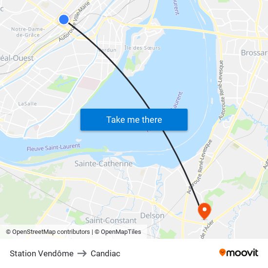 Station Vendôme to Candiac map