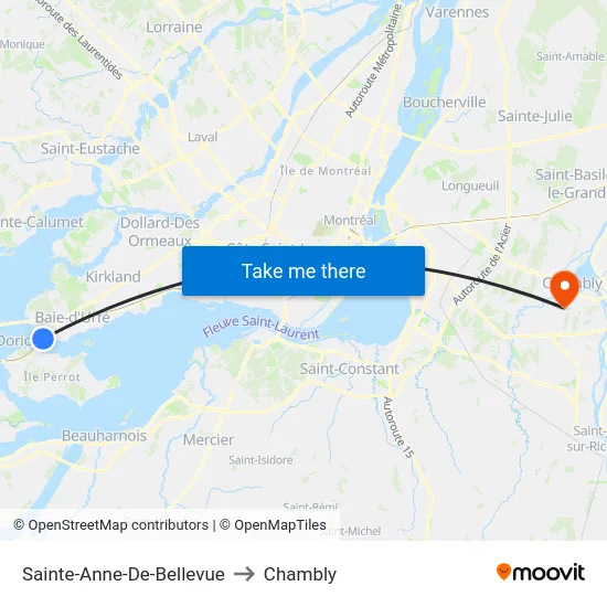 Sainte-Anne-De-Bellevue to Chambly map