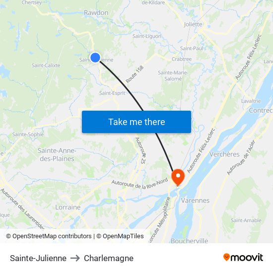 Sainte-Julienne to Charlemagne map